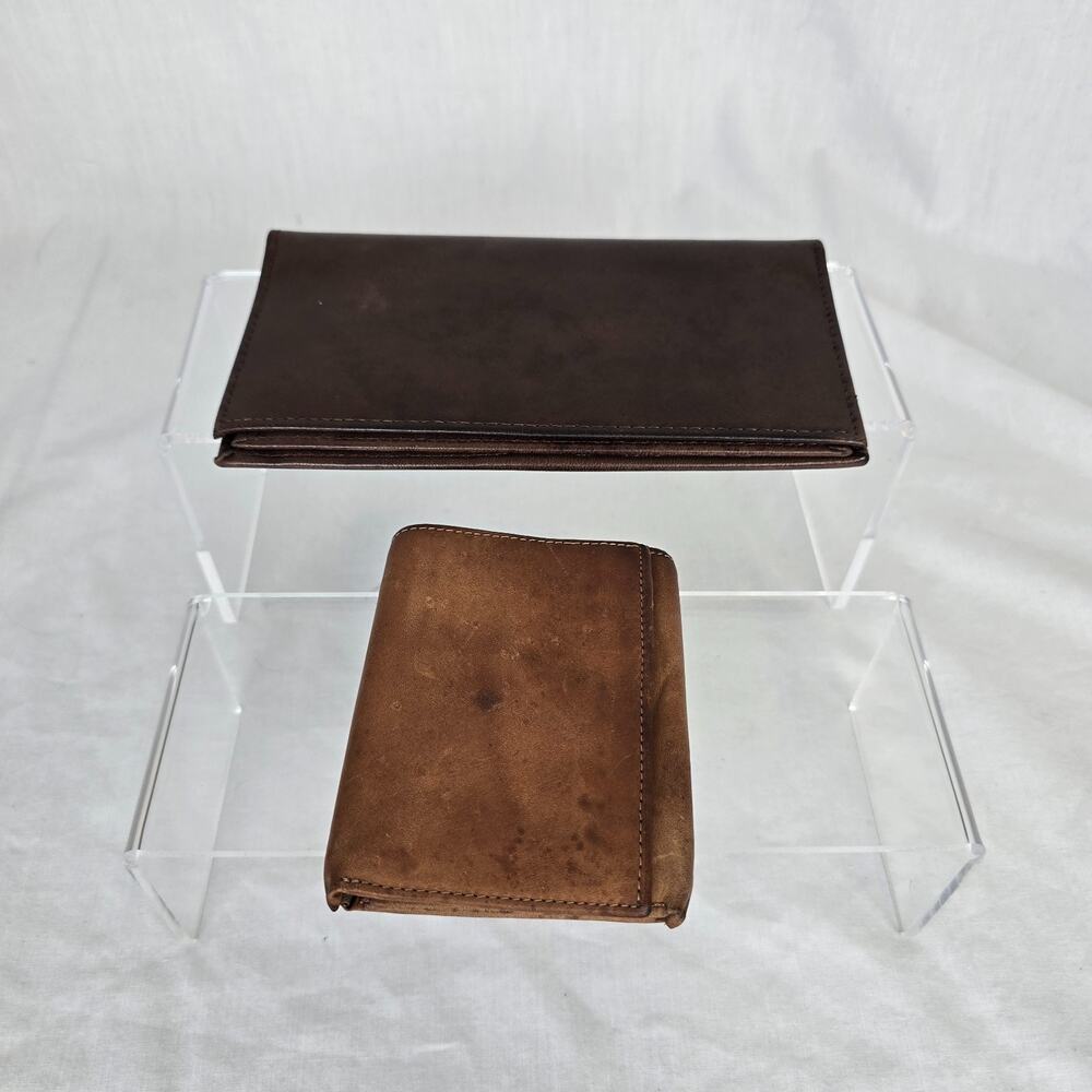 Men's Leather Wallets 1 Telluride Samsonite Tri-Fold & 1 Lambskin Checkbook